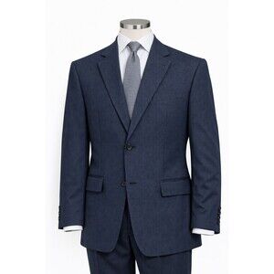 Size-Large Kasper Virgin Wool Blazer 38R Navy Houndstooth 2 Button Sport Coat